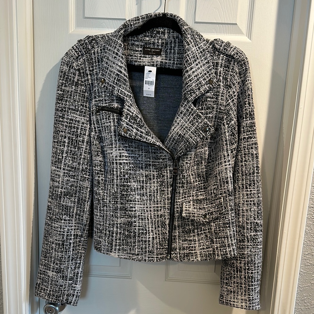 Nwt! Lane Bryant Knit Tweed Moto Jacket 20